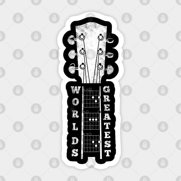 worlds greatest dad in guitar chords (vintage retro style Father’s Day gift) Sticker by acatalepsys 